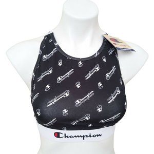 Champion Wireless Sports Bra Womens Size Medium Black Racerback Straps High Neck